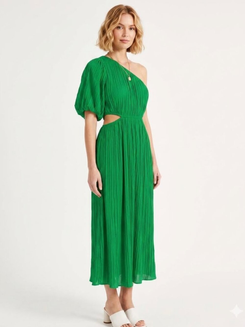 THML One Shoulder Puff Sleeve Tiered Dress